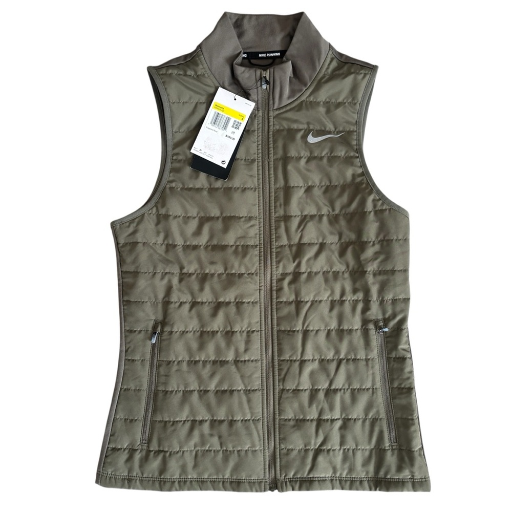 Nike Therma-FIT Repel Quilted Running Vest Olive Green Women's Granola